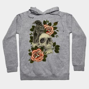 Crow and skull Hoodie